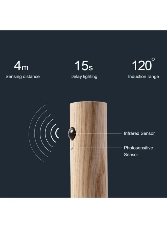 Wooden Motion Sensor Lights Indoor, Magnet Body Hallway Rechargeable LED Wireless Battery Operated Wall Sconce, Portable Decor Torch Night Lighting for Bedroom (Walnut Wood 2PCS) - Image 5